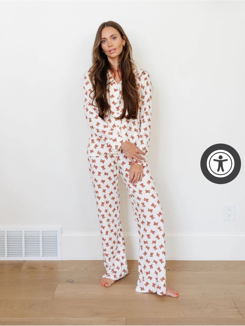 Plain Jane Women’s Button Down Pajama Set- In Teddy